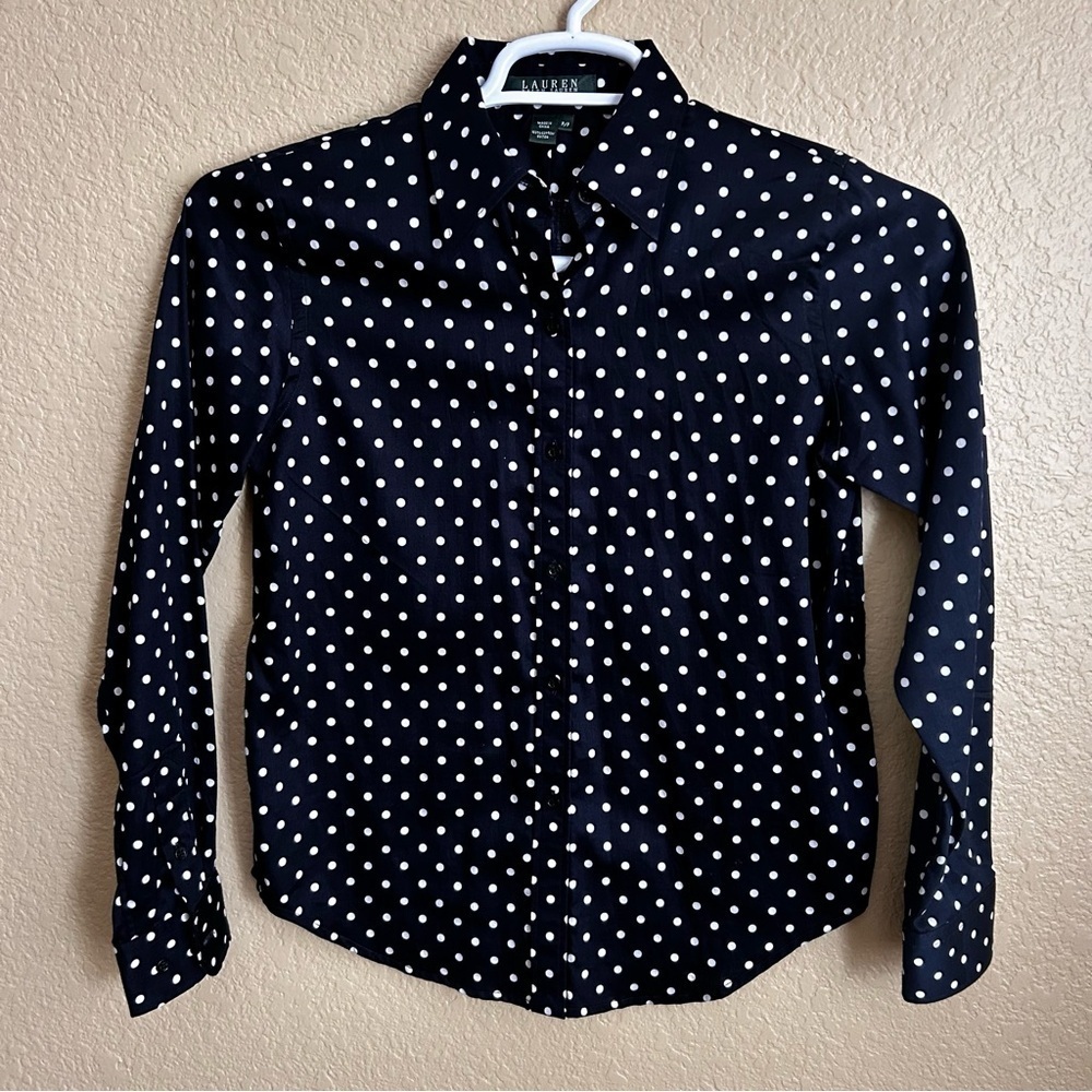 Lauren Ralph Lauren Polka Dot Long Sleeve Button Down Shirt